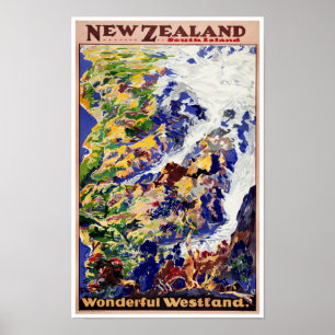 Neuseeland Vintage Travel Poster