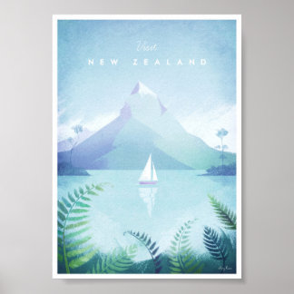 Neuseeland Vintage Travel Poster