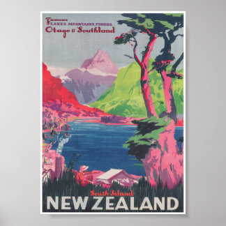 Neuseeland Vintage Travel Poster
