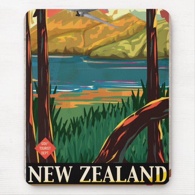 Neuseeland Vintage Travel Poster Mousepad (Vorne)