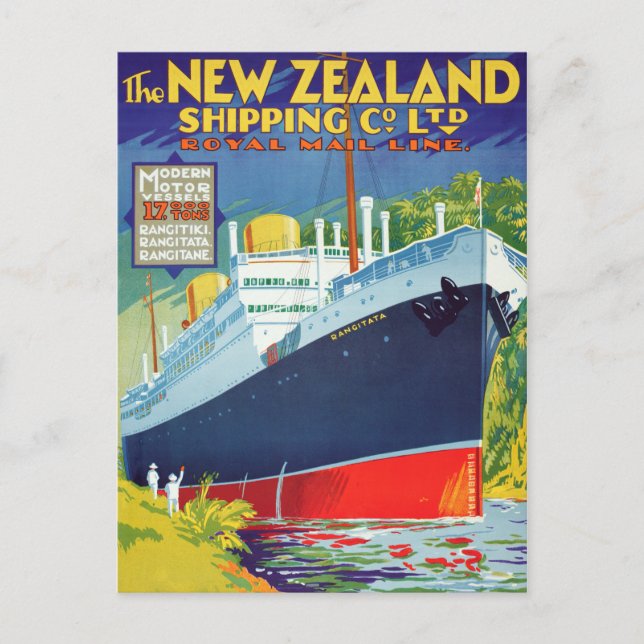 Neuseeland Vintage Travel Poster neu Postkarte (Vorderseite)