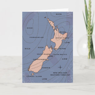 Neuseeland Vintage-Wetterkarte Einladung