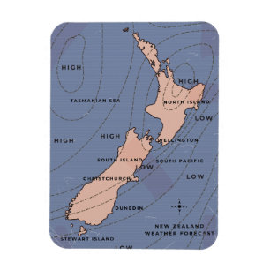 Neuseeland Vintage-Wetterkarte Magnet