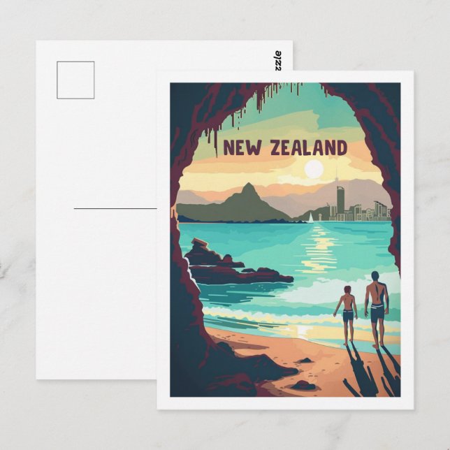 Neuseeland Vintager berühmter Reiseort Postkarte (Vorne/Hinten)