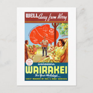 Neuseeland Wairakei Vintage-Reiseposter Postkarte