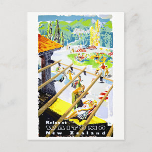 Neuseeland Waitomo Vintage Travel Poster restaurie Postkarte