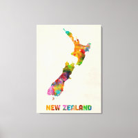 Neuseeland, Wasserfarbenkarte