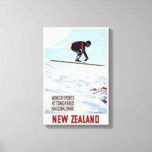 Neuseeland-Winter-Sport-Vintages Reise-Plakat Leinwanddruck