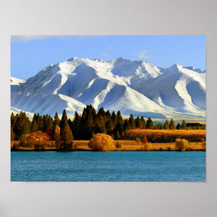 Neuseeländische Berglandschaft Poster