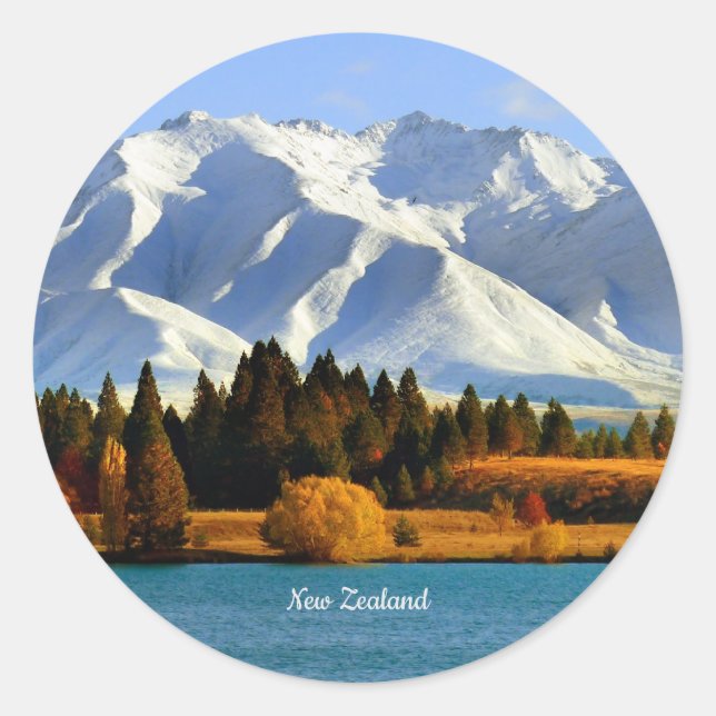 Neuseeländische Berglandschaft Runder Aufkleber (Vorderseite)