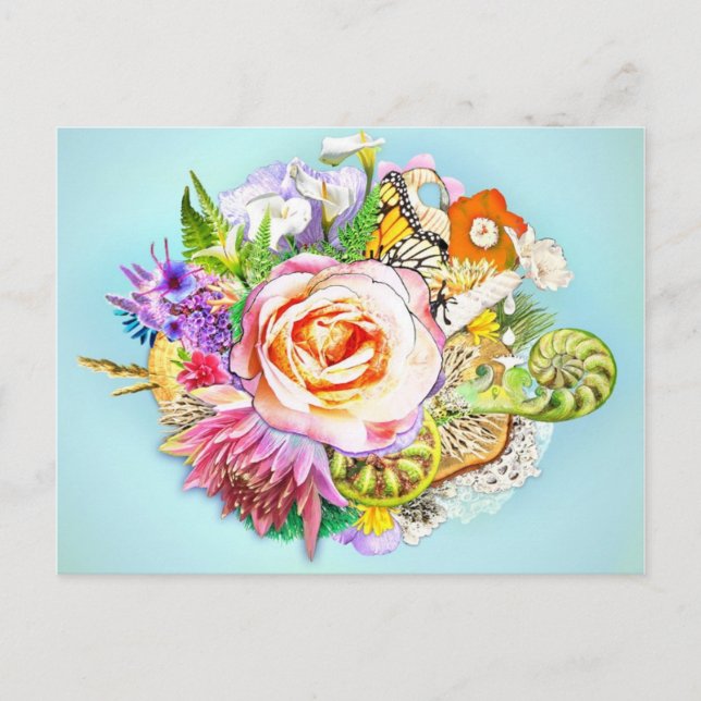 Neuseeländische Collage Postkarte (Vorderseite)