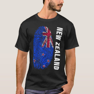 Neuseeländische Flagge als Fingerabdruckmotiv T-Shirt