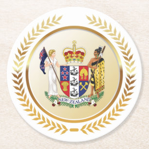 Neuseeländische Wappen Runder Pappuntersetzer