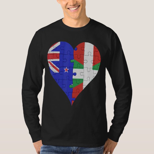 Neuseeländisches baskisches Flaggenherz T-Shirt (Vorderseite)