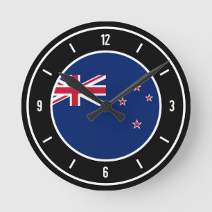 Neuseeländisches FlaggenElegant Runde Wanduhr