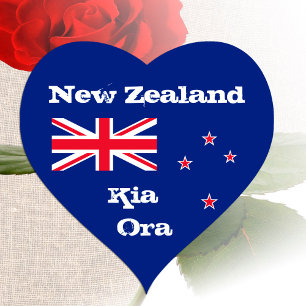 Neuseeländisches Herz, Kia Ora, Neuseeland-Flagge Herz-Aufkleber