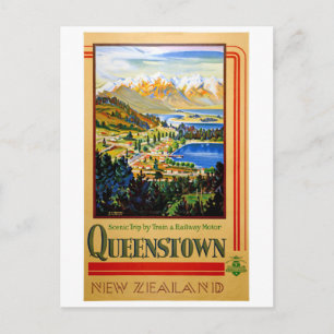 Neuseeländisches Queenstown-Vintage-Poster Postkarte