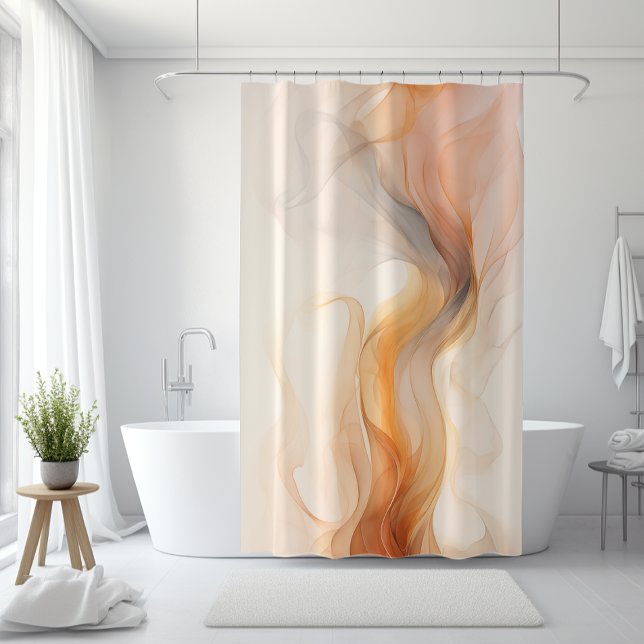 Neutral Abstrakt - Beige und Burnt Orange Duschvorhang (Neutral Abstract Flow Beige, Brunt Orange, Grey Shower Curtain)