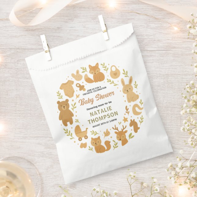 Neutral Baby Boy Shower | Cute Safari Animal Geschenktütchen (Ausgeschnitten)