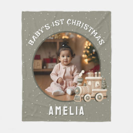 Neutral Baby’s 1st Christmas Train Keepsake Photo Fleecedecke