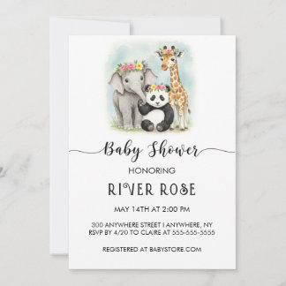 NEUTRAL BABY TIERDUSCHEREINLADUNG EINLADUNG