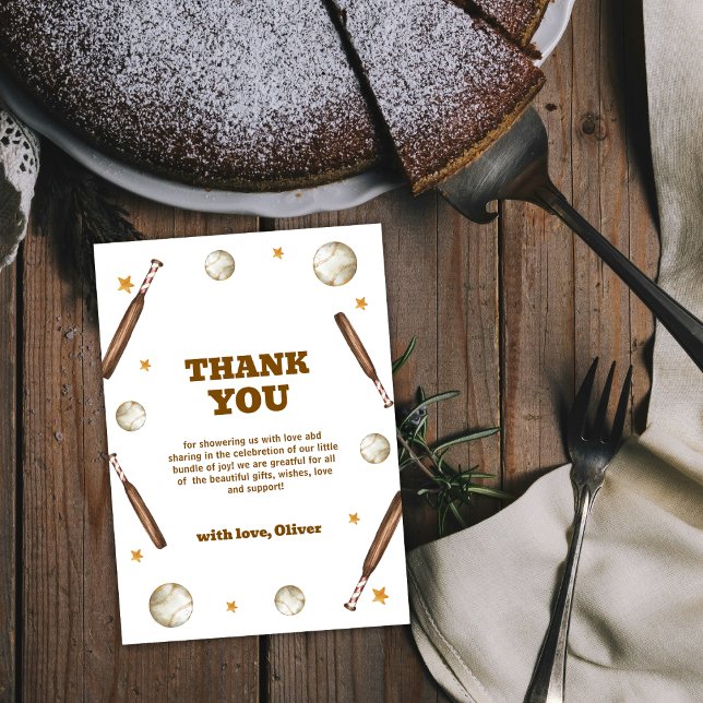 Neutral Batter Up Baseball Sport Baby Shower Dankeskarte (Neutral Batter Up Baseball Sport Baby Shower Thank You Card)