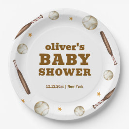 Neutral Batter Up Baseball Sport Boy Baby Shower Pappteller