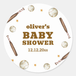 Neutral Batter Up Baseball Sport Boy Baby Shower Runder Aufkleber