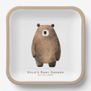 Neutral Bear Bear Baby Shower Pappteller