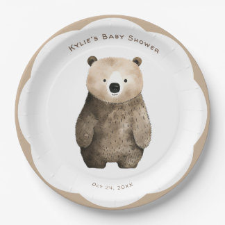 Neutral Bear Bear Baby Shower Pappteller