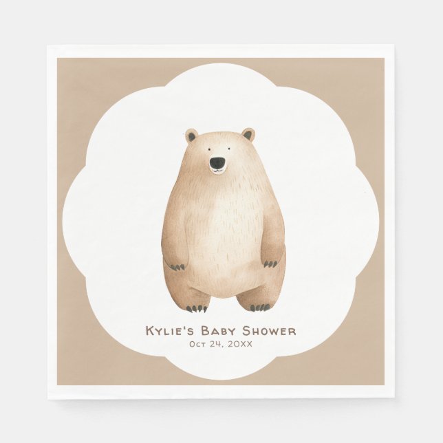 Neutral Bear Bear Baby Shower Serviette (Vorderseite)