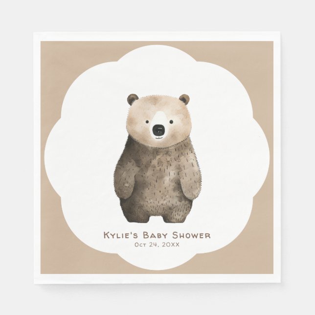 Neutral Bear Bear Baby Shower Serviette (Vorderseite)