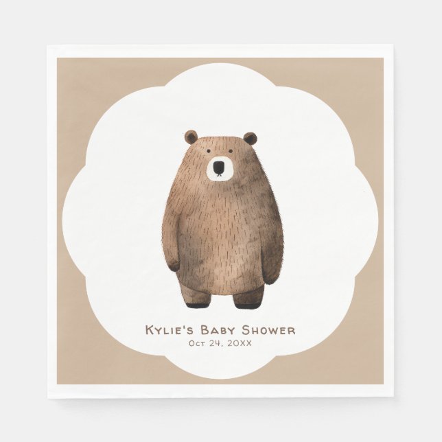 Neutral Bear Bear Baby Shower Serviette (Vorderseite)
