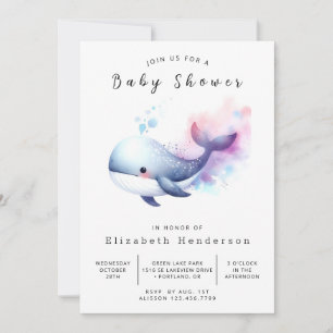Neutral bearbeitbare Whale-Babydusche Einladung