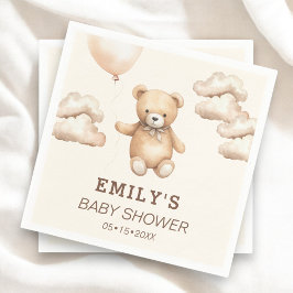 Neutral Bearly Can Wait Baby Shower Serviette