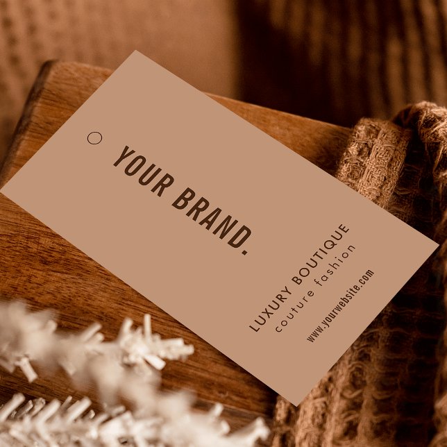 Neutral Beige Boho Style Bekleidung Label Hang Tag (Neutral Beige Clothing Label Hang Tag with price & size table on the back)