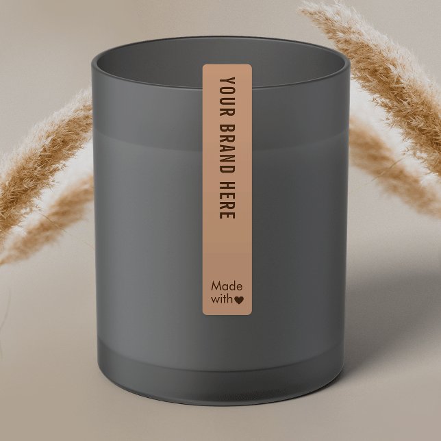 Neutral Beige Boho Tamper Proof Skinny Wasserdicht Etiketten (Neutral Tamper Proof Skinny Waterproof Labels in beige and tan (edit to any color))