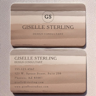 Neutral Beige Braun Wasserfarben Minimal Modern Visitenkarte
