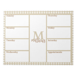 Neutral Beige Gingham Kariert Weekend Planner Note Notizblock