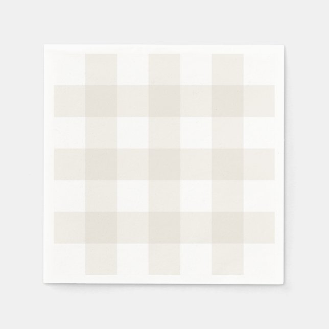 Neutral Beige Gingham Napkins Serviette (Vorderseite)