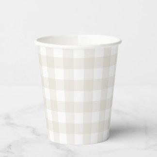 Neutral Beige Gingham Pappbecher