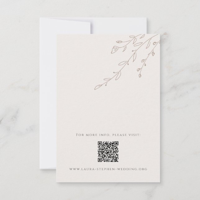 Neutral Beige Hochzeitkarte QR Code Einladung (Rückseite)