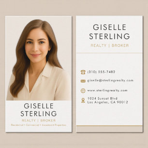 Neutral Beige Immobilienmakler-Broker  Visitenkarte