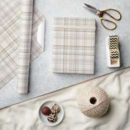 Neutral Beige Karierte Geschenkwrap | Modernes Min Geschenkpapier