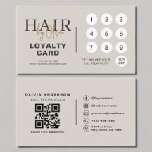 Neutral Beige QR Code Hair Salon Loyalty Card