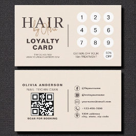 Neutral Beige QR Code Hair Salon Loyalty Card Treuekarte