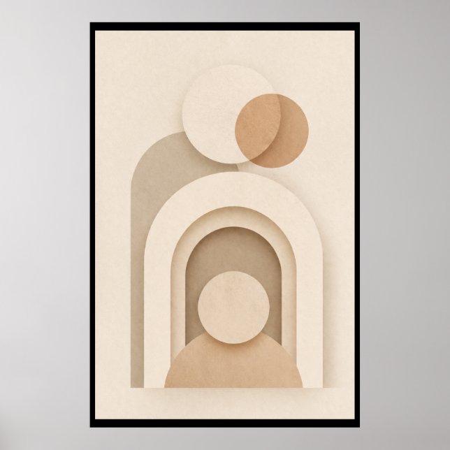 Neutral Beige Scandinavian Abstract Design Poster (Vorne)