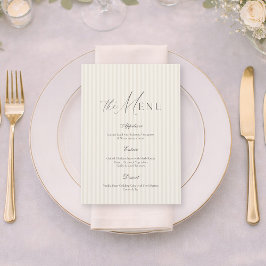 Neutral Beige Stripe Wedding Menu Einladung
