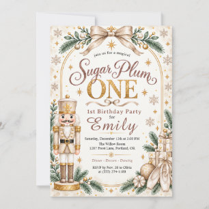 Neutral Beige Sugar Plum Ist Ein Nutcracker 1.Gebu Einladung