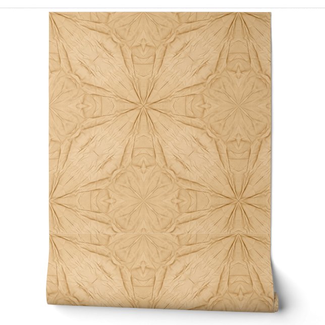 Neutral Beige Tan Faltenpapier Textur Design Tapete (Abrollen)